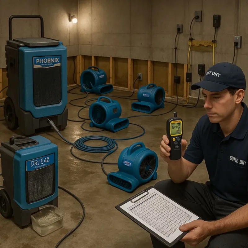Structural Drying and Dehumidification process in Plumsteadville, PA